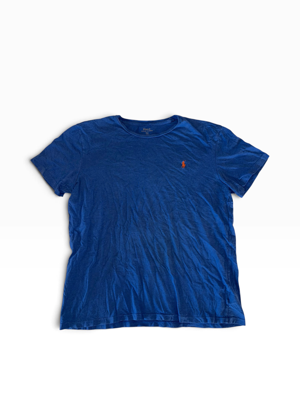Polo Ralph Lauren Blue Tee | Men's L | Orange Logo Graphic Crewneck